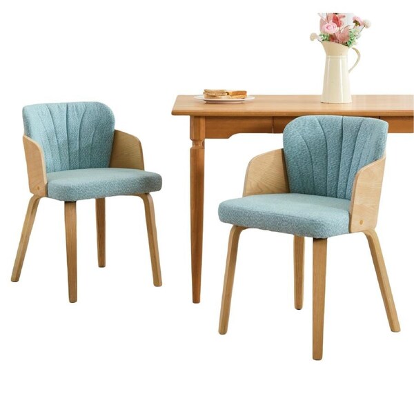HOMFURN Mid Century Wood Dining Chairs Set of 2, Light Blue