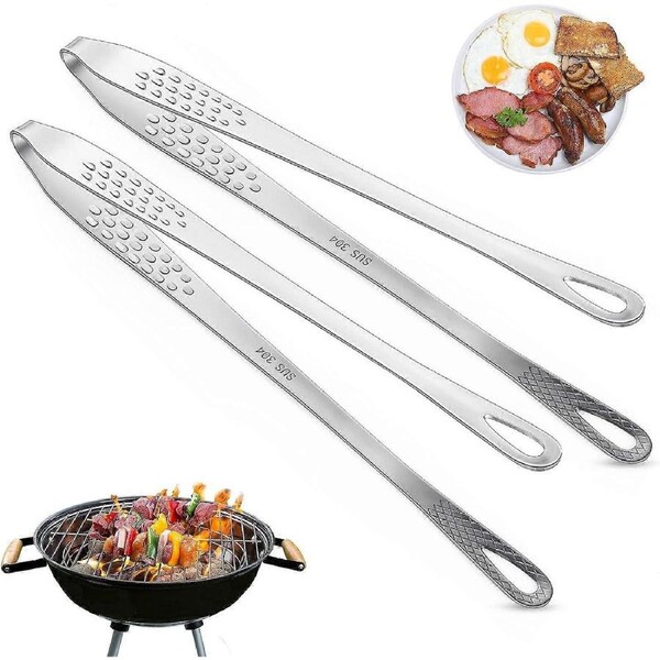 Set of 2 Kitchen Tweezers Meat Tongs Stainless Steel Cooking Tweezers and Barbecue Tweezers Cooking Tongs Barbecue Tongs Rustproof Meat Tongs