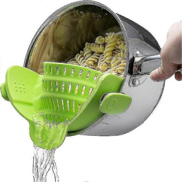 Kitchen Pot Strainer - Adjustable Silicone Clip On Strainer For Pots, Pans, And Bowls - Lime Green