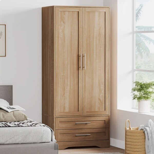 ALFORDSON Wardrobe Clothes Storage Cabinet Hanging Rod Wood
