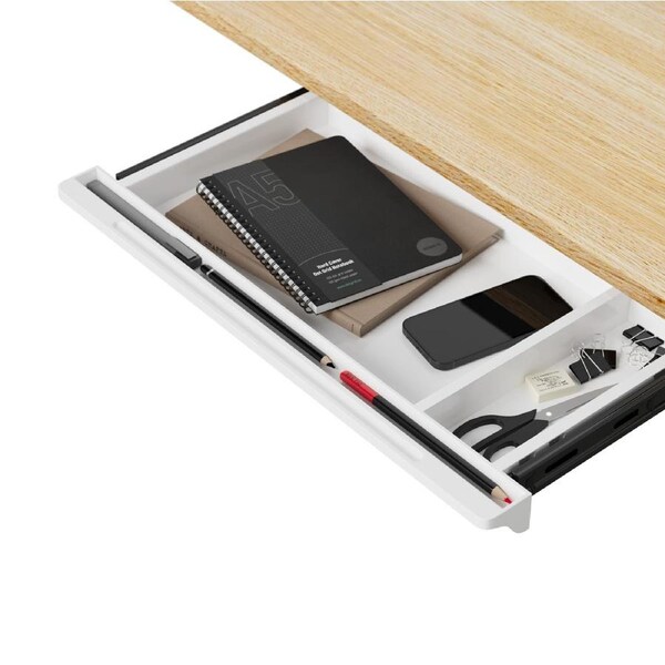 Oikiture Under Desk Drawer Pull-Out Drawer Sliding Tray Storage Organizer White