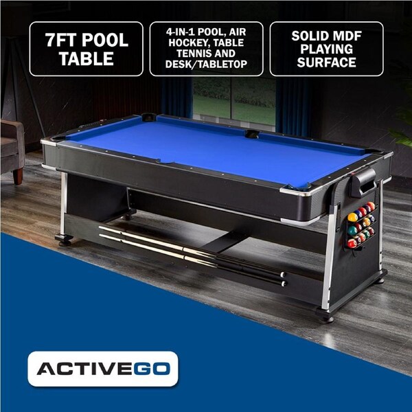 ActiveGo AirShot 4-IN-1 Pool, Air Hockey, Table Tennis Table