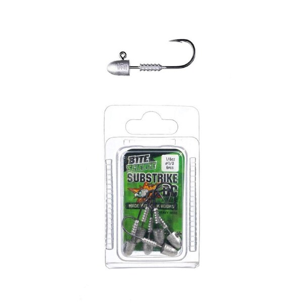 6 Pack of 1/6oz Size 1/0 Bite Science Substrike DC Jigheads with BKK Hooks