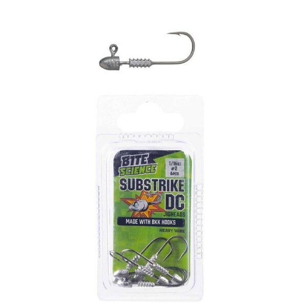 6 Pack of 1/16oz Size 2 Bite Science Substrike DC Jigheads with BKK Hooks