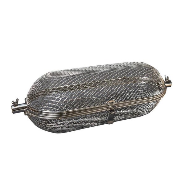 Flaming Coals Stainless Steel Rotisserie Basket - Round Cage Tumbler