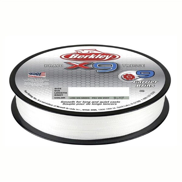 270m Spool of 80lb Berkley X9 Braided Fishing Line-Crystal White 9 Carrier Braid