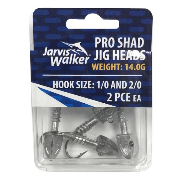 4 Pack of 14gm Jarvis Walker Pro Shad Jig Heads with Size 2/0 and 4/0 Hooks