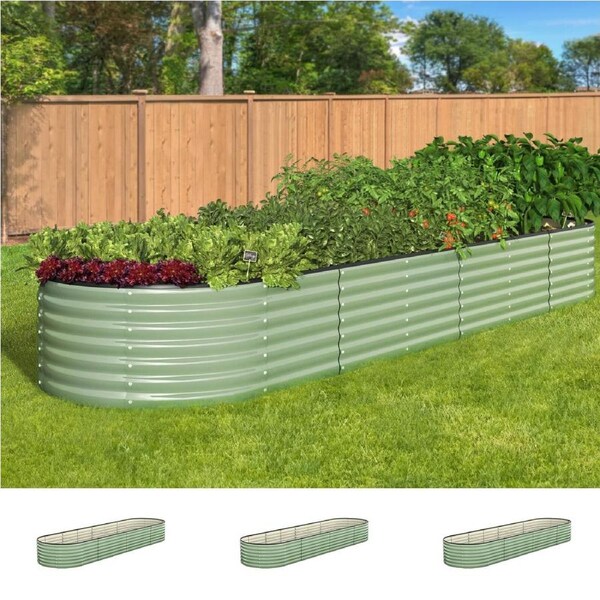 Livsip 3x Garden Bed 320x80x56cm Planter Box Raised Container Galvanised Green