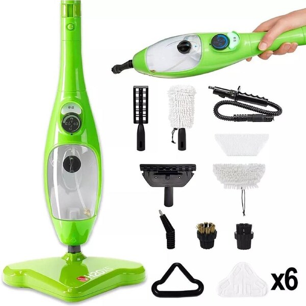 1300W 12-IN-1 Handheld Steam Mop Cleaner Carpet Floor Cleaning Steamer 400ml~6x Mop Pads