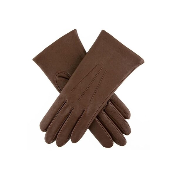 Dents Womens Emma Three-Point Leather Gloves - Chestnut 7