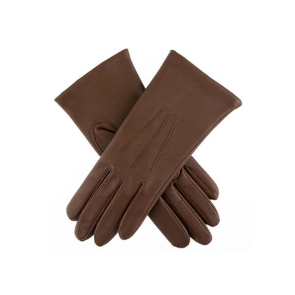 Dents Womens Emma Three-Point Leather Gloves - Chestnut 6.5