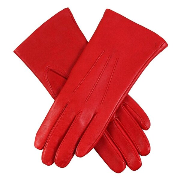 Dents Womens Emma Three-Point Leather Gloves - Berry Red 6.5