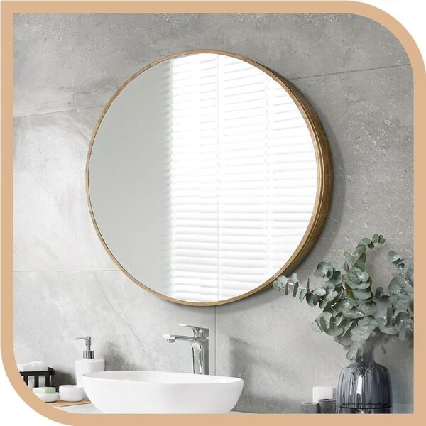 Simplus Round Bathroom Shaving Cabinet Mirror Vanity Medicine Wall Storage Cupboard 800mm