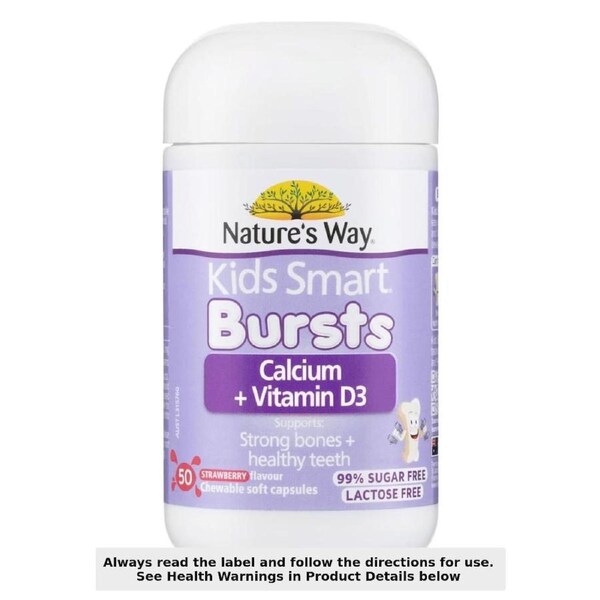 Nature's Way Kids Smart Bursts Calcium + D3 50 Chewable Capsules