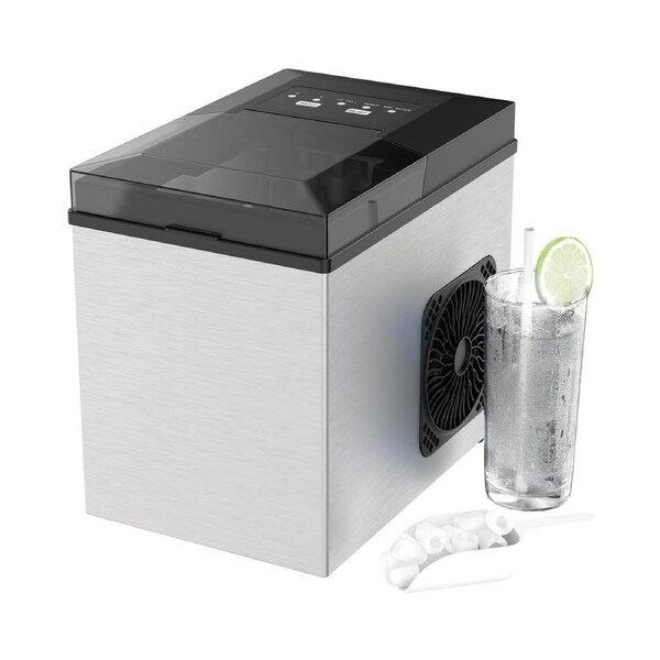 Advwin Countertop Ice Maker Machine, 10KG in 24Hrs, Auto-Cleaning Portable Ice Maker with Basket and Scoop, for Home/Kitchen/Camping/RV, Silver