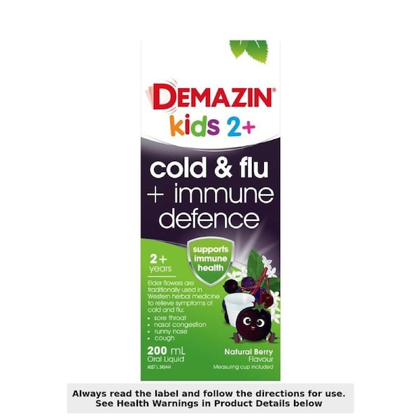 Demazin Kids 2+ Cold & Flu + Immune Defence Syrup Berry 200ml