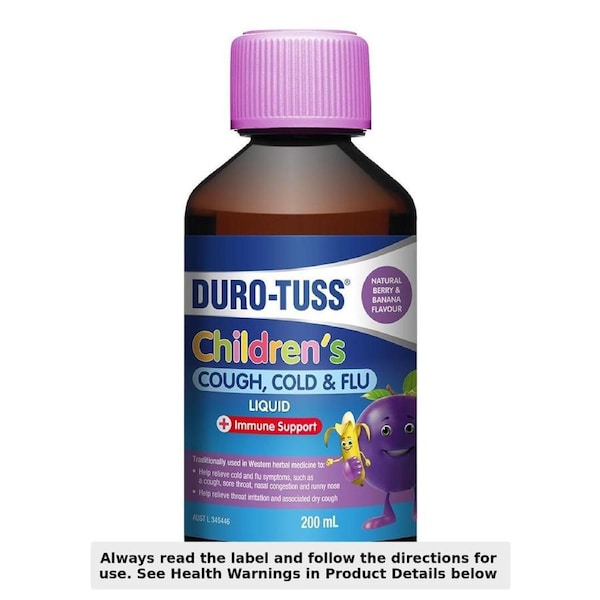 Durotuss Childrens Cough Cold & Flu + Immune Support Berry & Banana 200ml