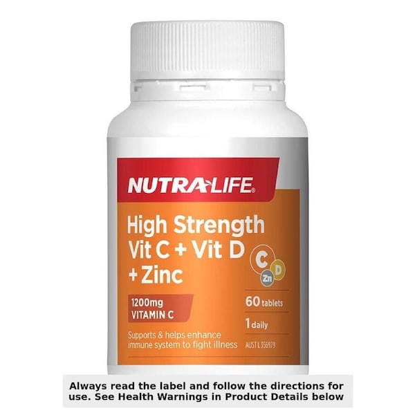 Nutra-Life High Strength Vitamin C & D + Zinc 60 Tablets