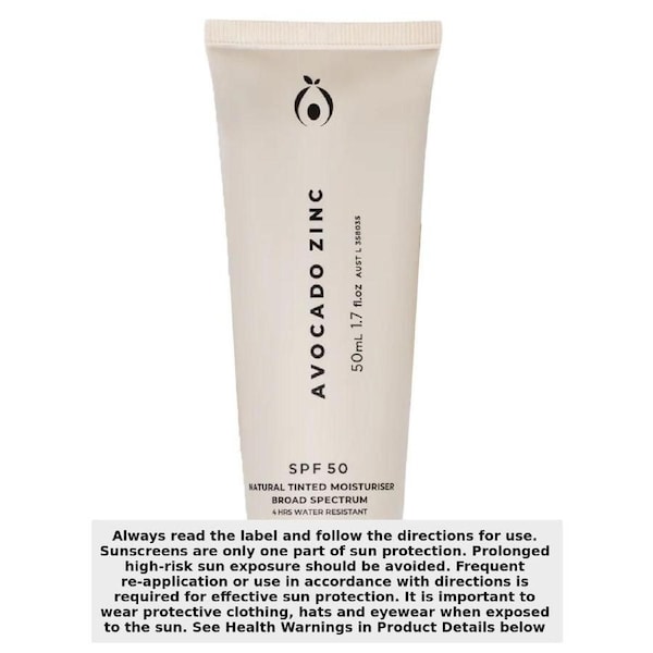 Avocado Zinc Natural Tinted Moisturiser Light SPF50 50ml