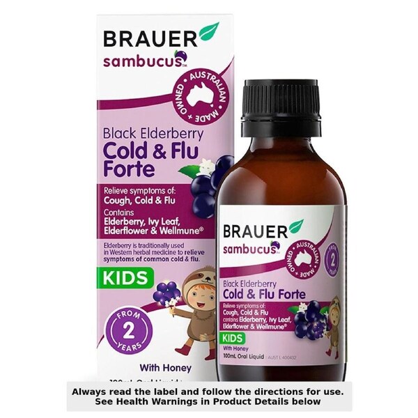 Brauer Sambucus Black Elderberry Kids Cold & Flu Forte 100ml