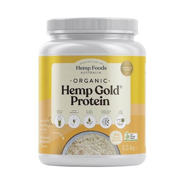Hemp Foods Australia Organic Hemp Gold Protein Powder 1.5Kg
