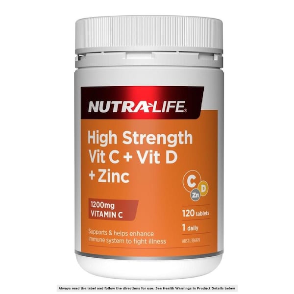 Nutra-Life Vitamin C 1200 + D + Zinc 120 Tablets
