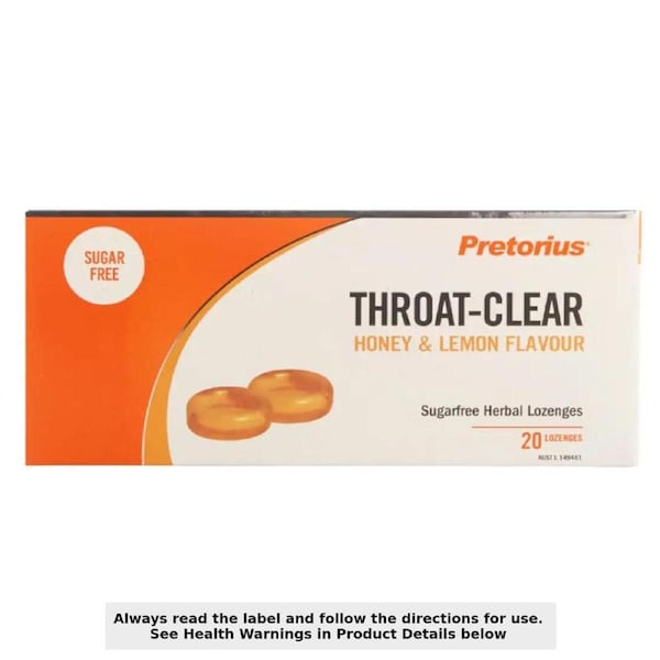 Pretorius Throat Clear Sugar Free Honey & Lemon Lozenges 20 Pack