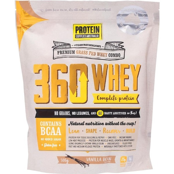Protein Supplies Australia 360 Whey Protein Powder Vanilla Bean 1kg