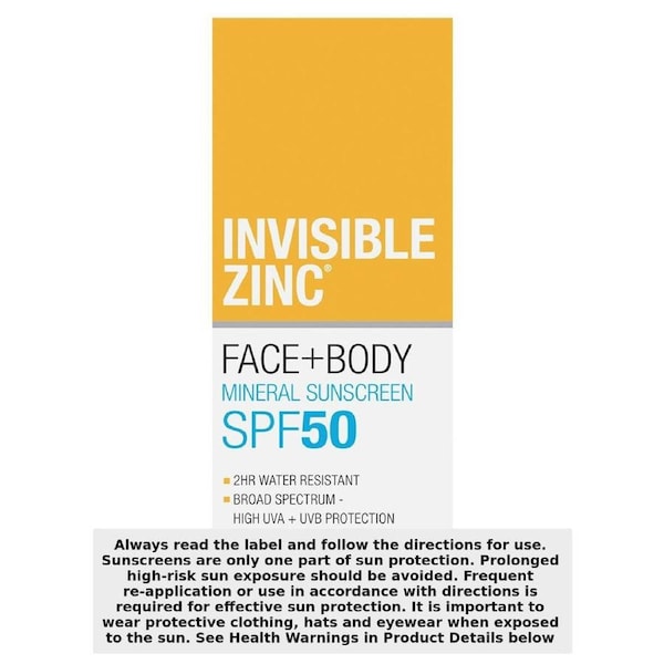 Invisible Zinc Sunscreen Face & Body SPF50+ 75g