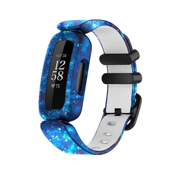 Printed Blue Fitbit Ace 3 Silicon Replacement Anti-Lost Wristband Strap