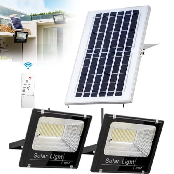 Security Dual Lights LED Solar Flood Light Sensor Street Outdoor Garden Remote