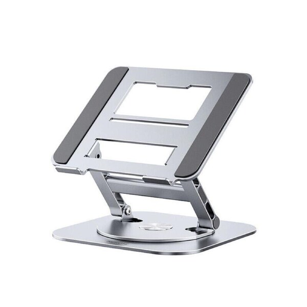 Foldable Laptop Riser 360 Rotating Ergonomic Laptop Stand for Desk Silver