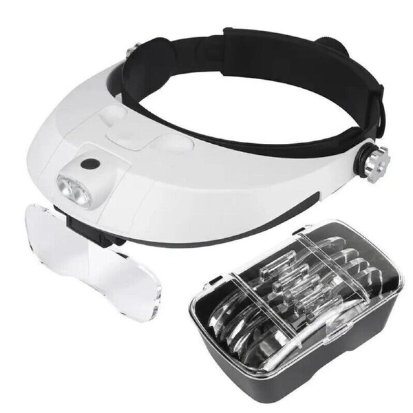 Headband Jeweler Magnifying Glass Loupe Headset Magnifiter LED Light