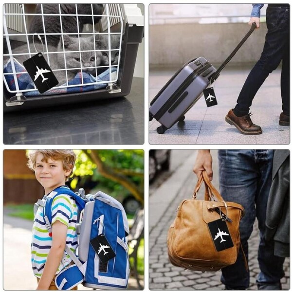 Aluminum Luggage Suitcase Identity Black Baggage Tag Name Address Cards Label