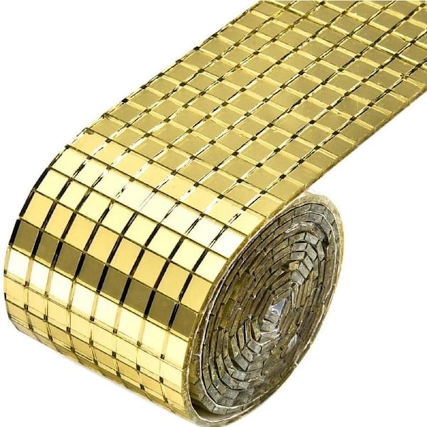 Self-Adhesive Square Mirror Wall Sticker Decors Home Mini Mosaic Glass Gold