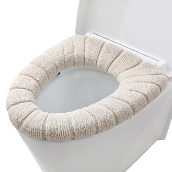 Warmer Washable Mat Cover Pad Biege Soft Bathroom Closestool Toilet Seat