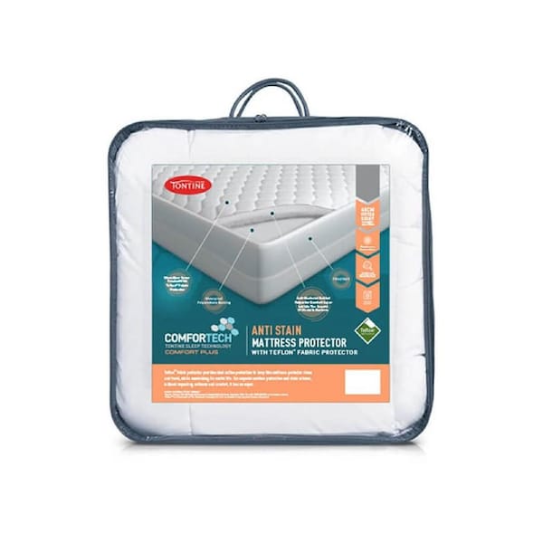 Tontine Comfortech Anti Stain Mattress Protector Home Bedding White Single