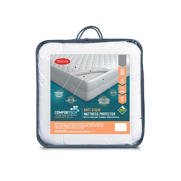 Tontine Comfortech Anti Stain Mattress Protector Home Bedding White King