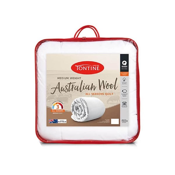 Tontine Medium Weight Australian Wool Quilt/Doona Bed All Seasons Bedding Double