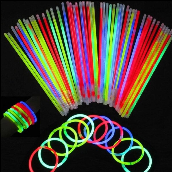 200x Glow Sticks Light No Flame Colour Mixed Glow Party