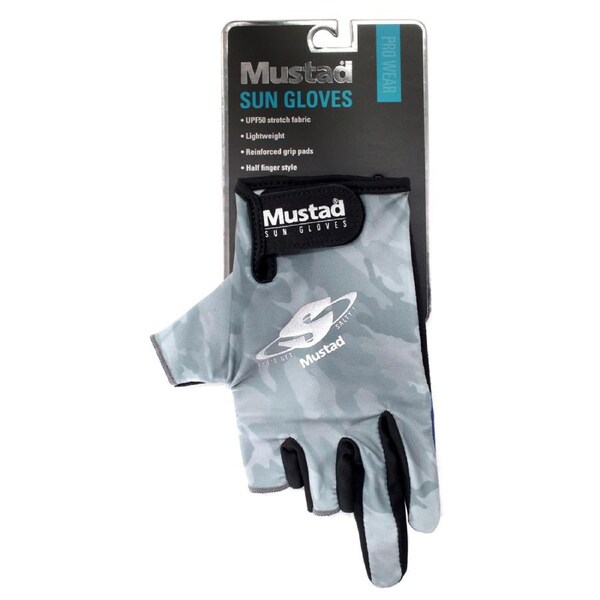 1 Pair of Large Mustad Sun Gloves - Lightweight UPF50 Fishing Gloves