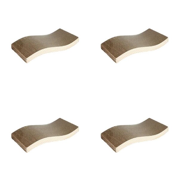 4PK Dudley's World Of Pets Durable Paper Cardboard Cat Scratcher Furniture Wave
