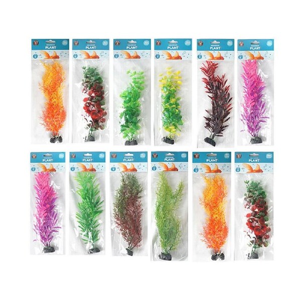 12PK Dudley's World Of Pets Aquarium Plant 28cm Fish Tank Decor Assorted Orange
