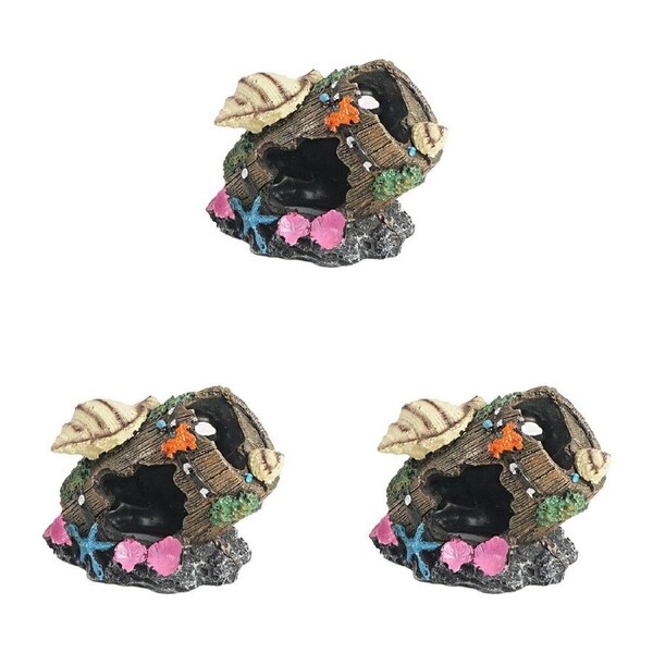 3PK Dudley's World Of Pets Foliage Barrel Aquarium/Tank Decoration Ornament