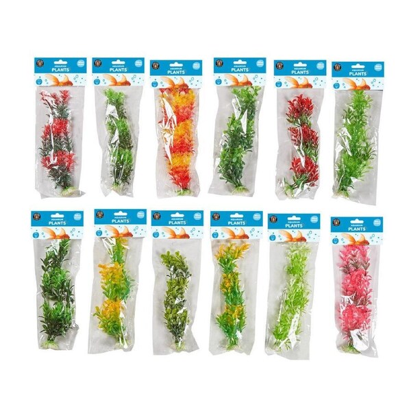 12PK Dudley's World Of Pets Aquarium/Fish Tank Artificial Plant 30cm Assorted
