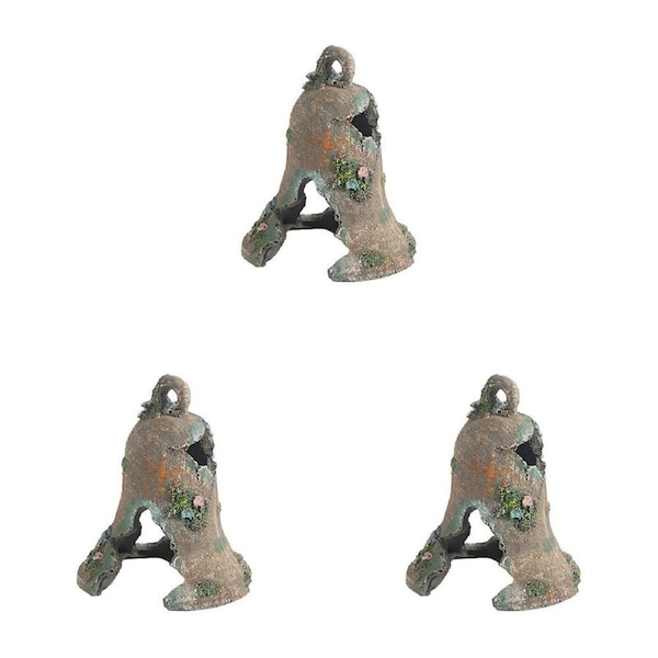 3PK Dudley's World Of Pets Ruined Bell Aquarium/Fish Tank Decoration Ornament