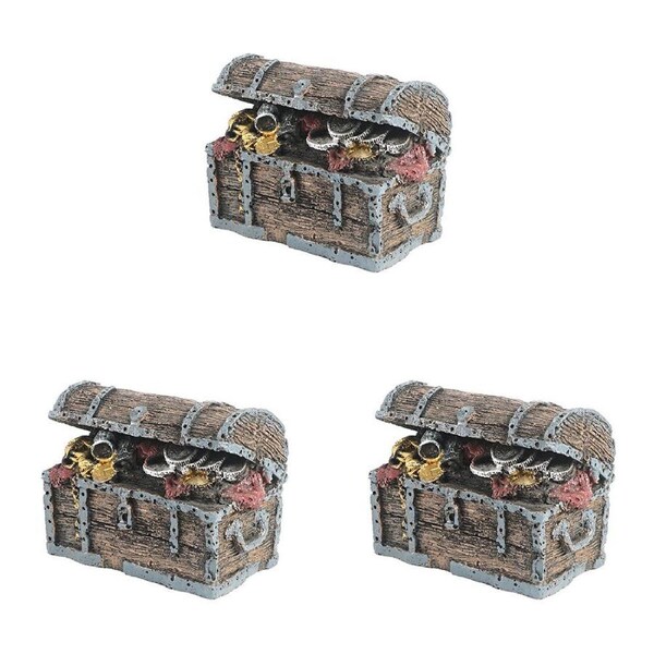 3PK Dudley's World Of Pets Treasure Chest Aquarium/Tank Decoration Ornament