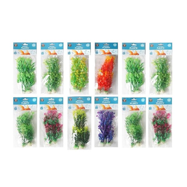 24pc Dudley's World Of Pets Aquarium Plants 15-19cm Fish Tank Decor Assorted GRN