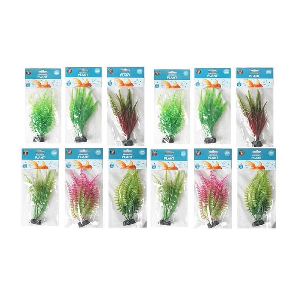 12PK Dudley's World Of Pets Aquarium Plant 19cm Fish Tank Decor Assorted Green
