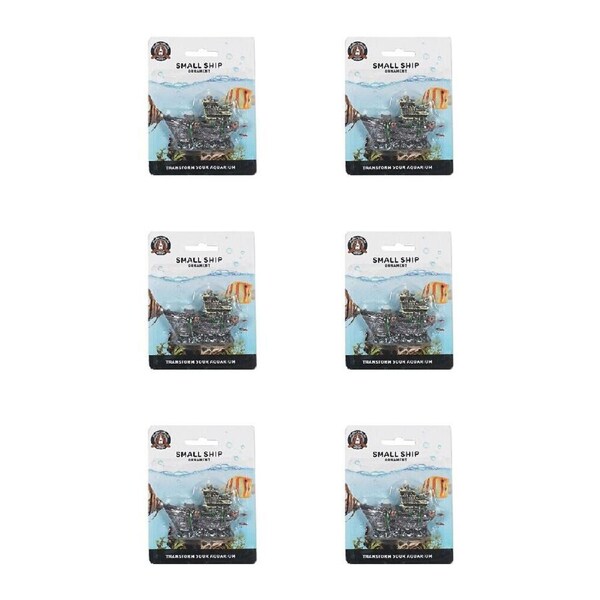 6PK Dudley's World Of Pets Aquarium/Fish Tank Small Ship Ornament Decor 13cm